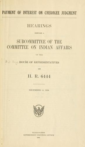 Cover for Payment of interest in Cherokee judgment.
