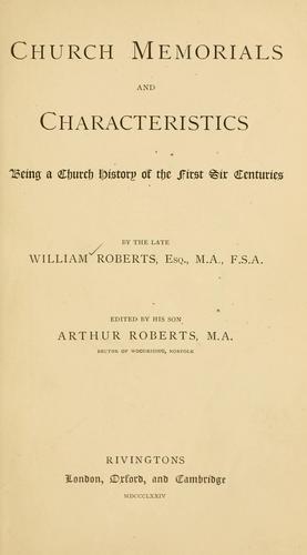 Cover for Church memorials and characteristics
