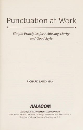 Cover for Punctuation at work
