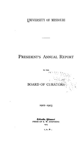 Cover for President's Annual Report to the Board of Curators