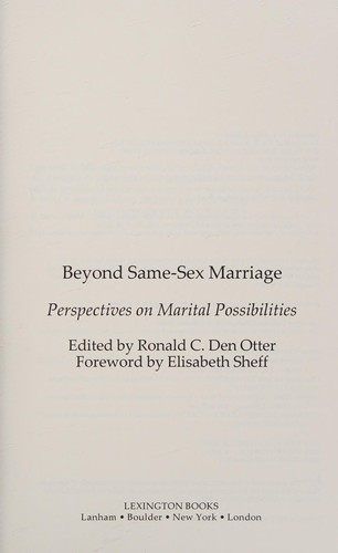 Cover for Beyond Same-Sex Marriage