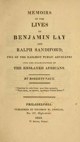 Cover for Memoirs of the lives of Benjamin Lay and Ralph Sandiford