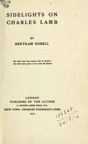 Cover for Sidelights on Charles Lamb