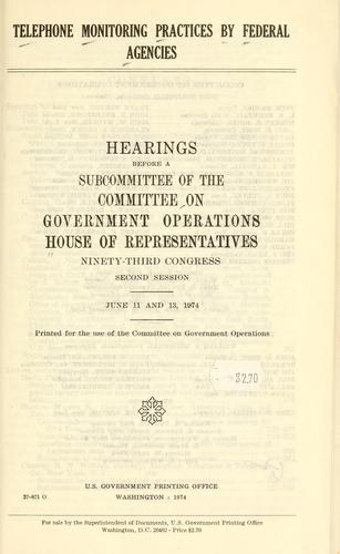 Cover for Telephone monitoring practices by Federal agencies