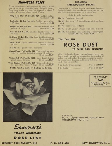 Cover for Somerset roses, wholesale list 1956-57