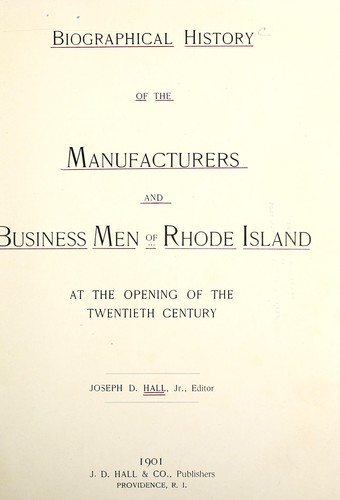 Cover for Biographical history of the manufacturers and business men of Rhode Island, at the opening of the twentieth century