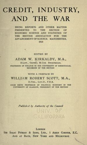 Cover for Credit, industry, and the war