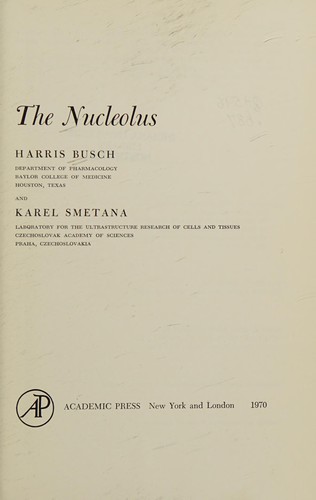 Cover for The nucleolus