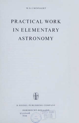 Cover for Practical work in elementary astronomy