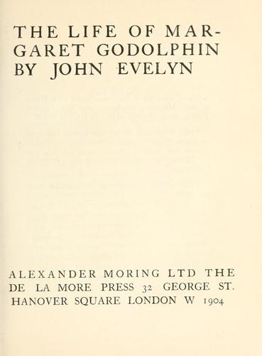 Cover for The life of Margaret Godolphin