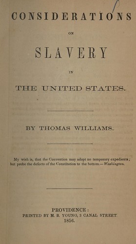 Cover for Considerations on slavery in the United States