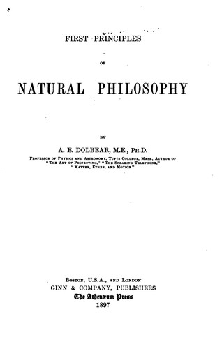 Cover for First principles of natural philosophy