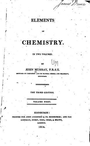 Cover for Elements of Chemistry ...
