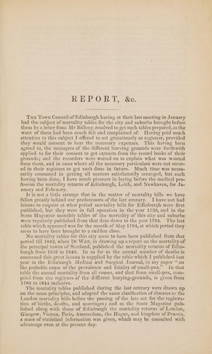 Cover for Report on the mortality of Edinburgh, Leith and Newhaven, for ... January, and February, 1846