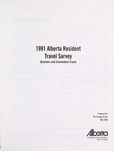 Cover for 1991 Alberta resident travel survey