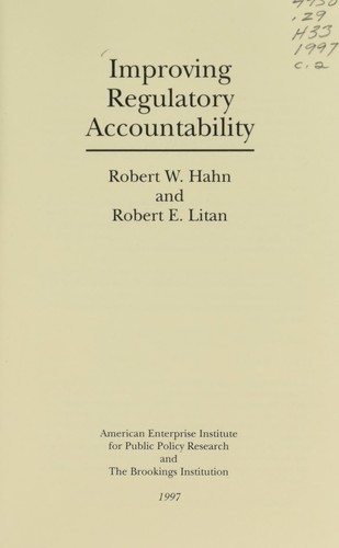 Cover for Improving regulatory accountability