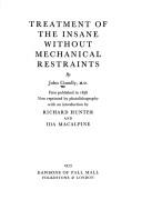 Cover for Treatment of the insane without mechanical restraints.