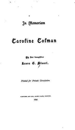 Cover for In Memoriam: Caroline Colman