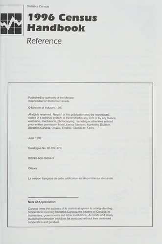 Cover for 1996 census handbook.