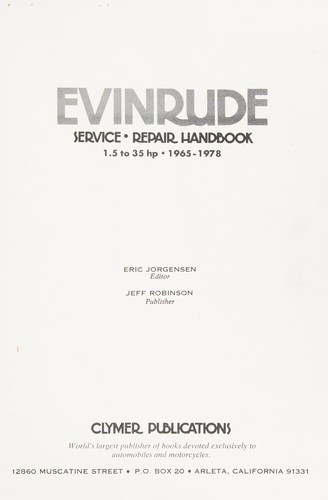 Cover for Evinrude service--repair handbook, 1.5 to 35 hp, 1965-1981