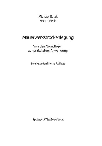 Cover for Mauerwerkstrockenlegung