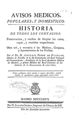 Cover for Avisos medicos, populares y domesticos: Historia de todos los contagios ...