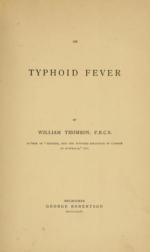 Cover for On typhoid fever