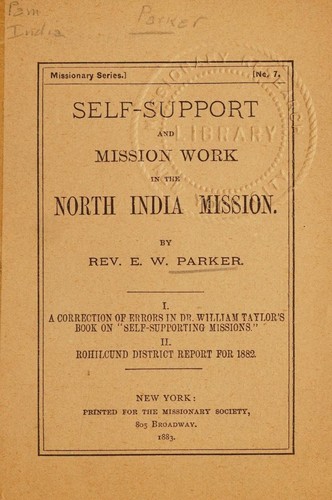 Cover for Self-support and mission work in the North India mission