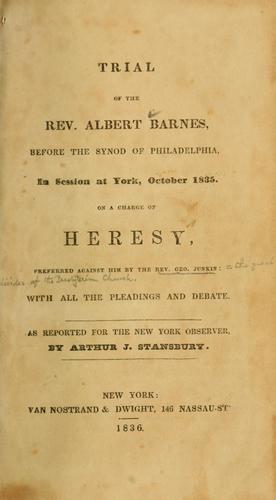 Cover for Trial of the Rev. Albert Barnes