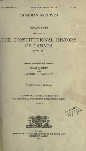 Cover for Documents relating to the constitutional history of Canada, 1759-1791