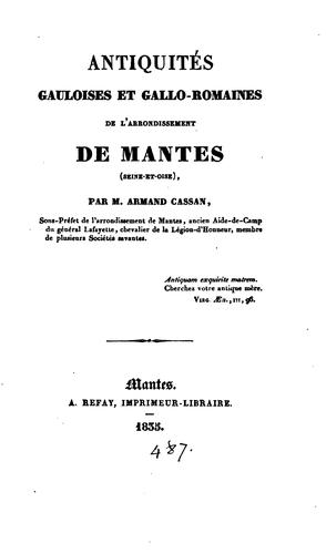 Cover for Antiquités gauloises et gallo-romaines de l'arrondissement de Mantes (Seine ...