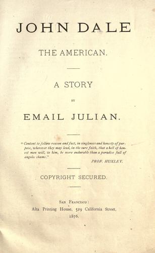 Cover for John Dale, the American.