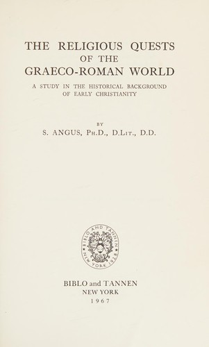 Cover for The religious quests of the Graeco-Roman world