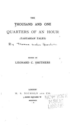 Cover for The Thousand and One Quarters of an Hour: (Tartarian Tales)