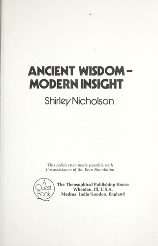 Cover for Ancient wisdom