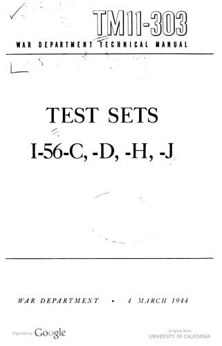 Cover for Test Sets I-56-C, -D, -H, -J