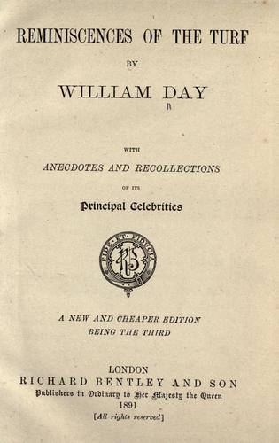 Cover for Reminiscences of the turf, with anecdotes and recollections of its principal celebrities.