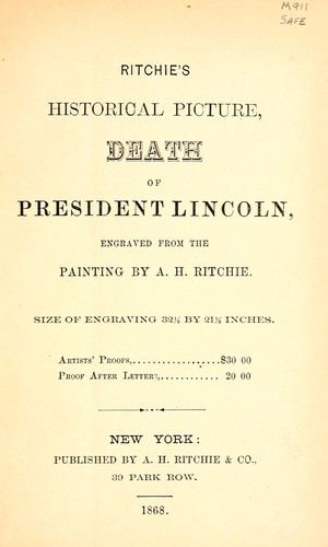 Cover for Ritchie's historical picture, death of President Lincoln