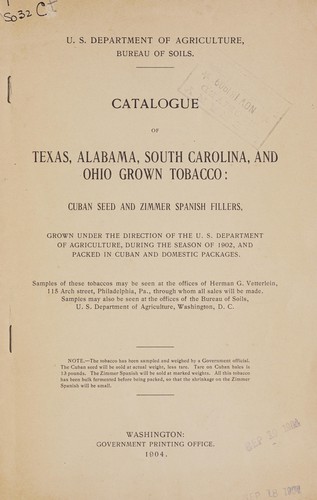 Cover for Catalogue of Texas, Alabama, South Carolina, and Ohio grown tobacco