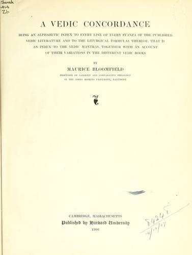 Cover for A Vedic concordance