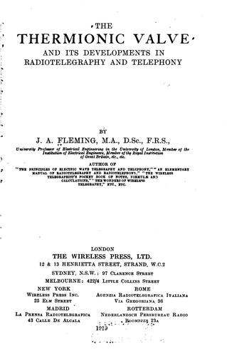 Cover for The thermionic valve and its developments in radio-telegraphy and telephony