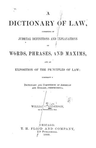 Cover for A dictionary of law