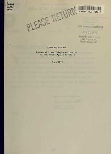 Cover for Review of state telephones located outside state agency premises