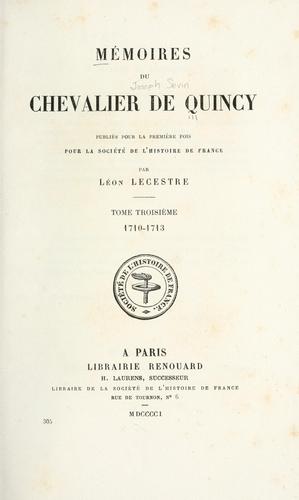 Cover for Mémoires du chevalier de Quincy