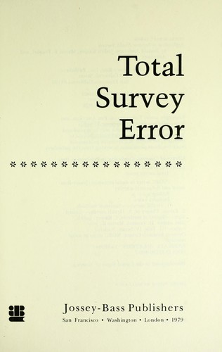 Cover for Total survey error