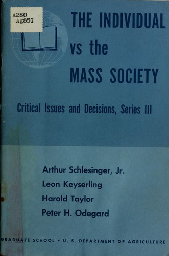 Cover for The individual vs the mass society