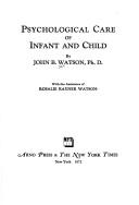 Cover for Psychological care of infant and child