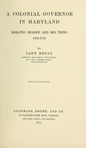 Cover for A colonial governor in Maryland.