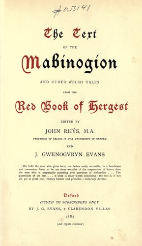 Cover for The text of the Mabinogion