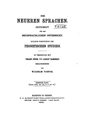 Cover for Die neueren Sprachen: Zeitschrift für Forschung, Unterricht und Kontadtstudium auf dem ...